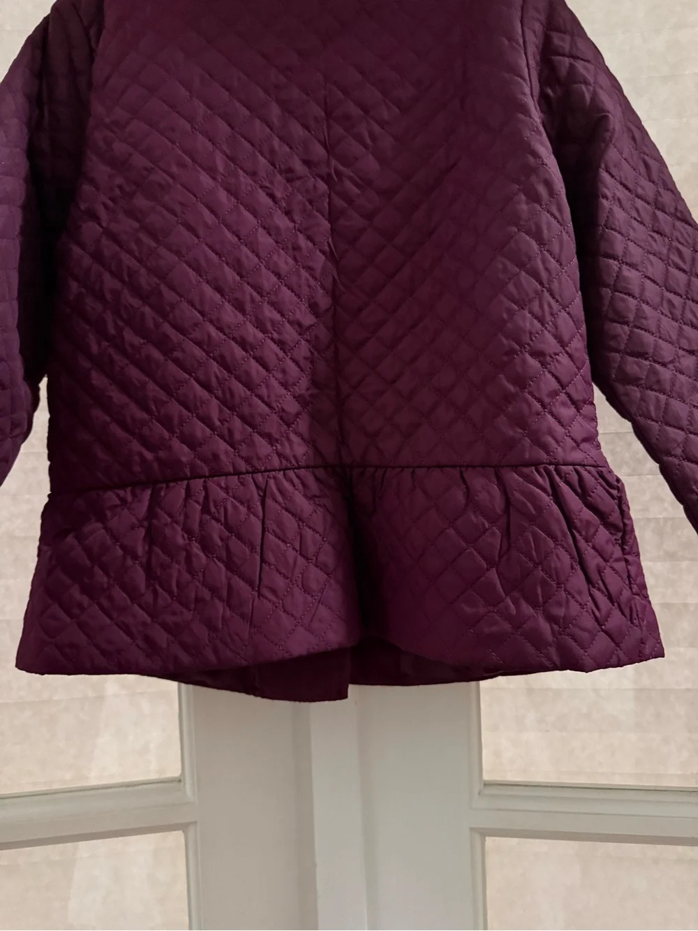 Gymboree Quilted Puffer Jacket in Plum with Brown Trim